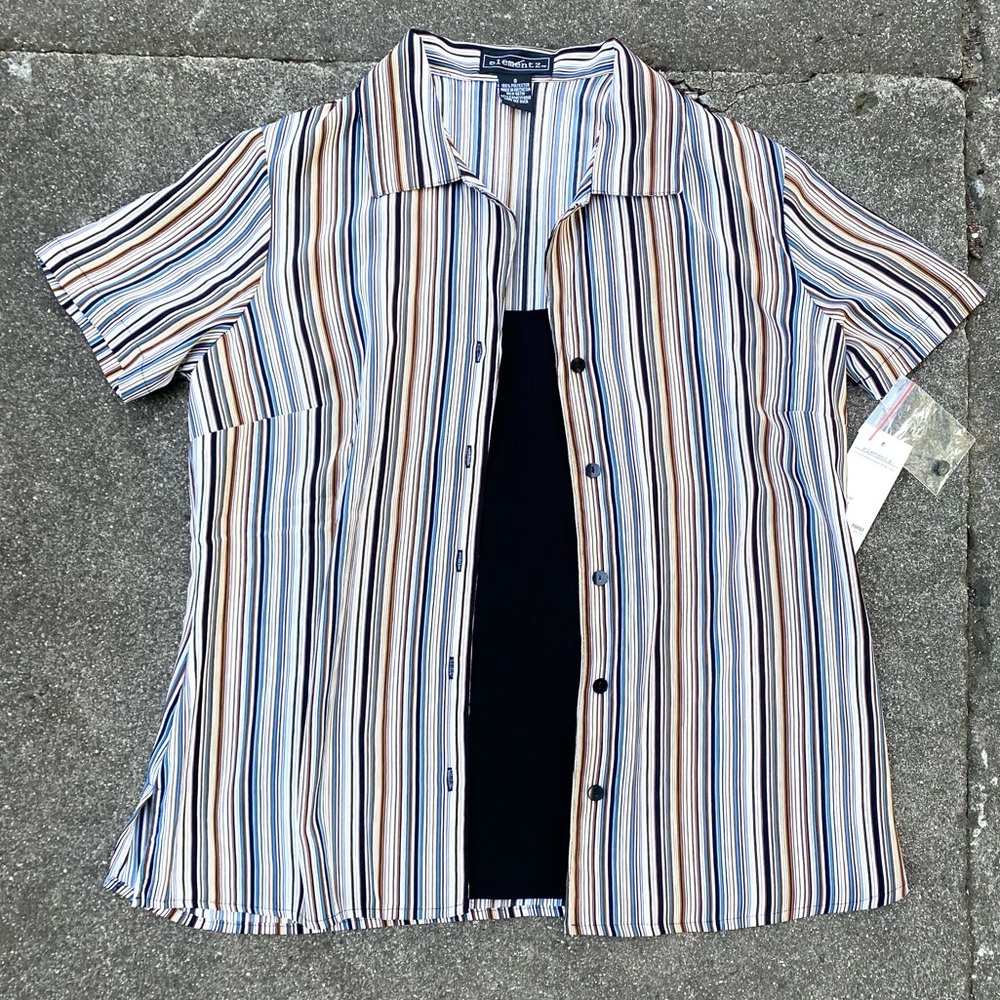 BNWT Striped Collared Shirt With Built In Tank S